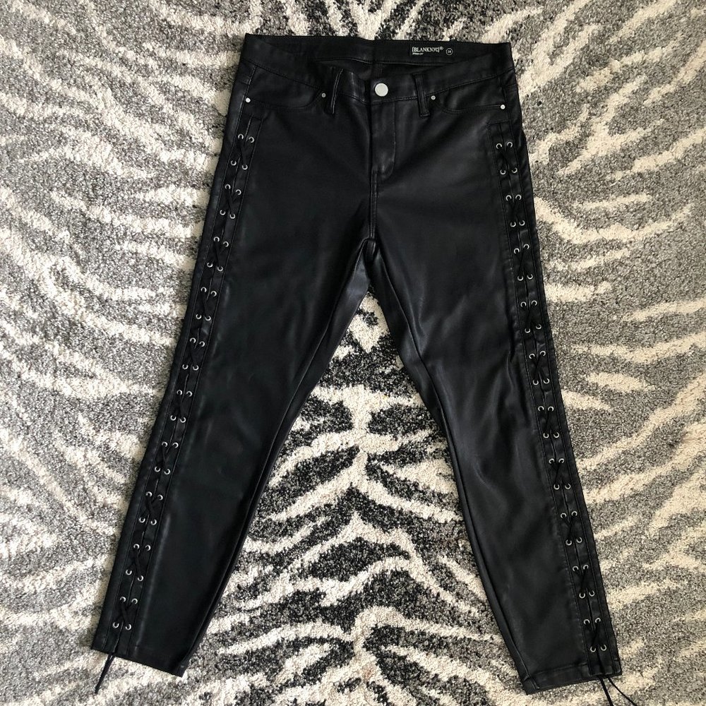 Blank NYC Spray On Lace Up Leg Faux Leather Cropped Length Pants
